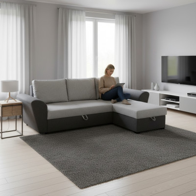 Design Ecksofa Sofa Bettfunktioun Alina Couch Polster Sëtz Eck Sofasen Nei