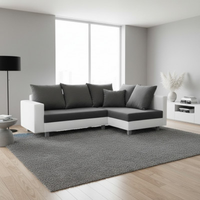 Design Ecksofa Sofa L-Form Bettfunktioun Couch Sëtz Eck Sofas Textil Polster Nei