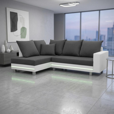 Design Ecksofa Sofa L-Form Schloffunktion Couch Sitz Eck Sofas Textil Polster LED