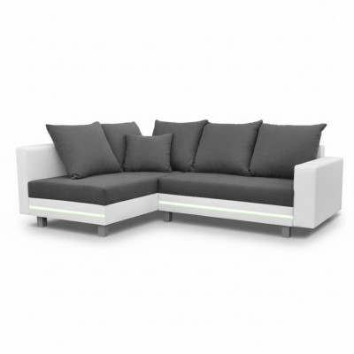Design Ecksofa Sofa L-Form Schloffunktion Couch Sitz Eck Sofas Textil Polster LED