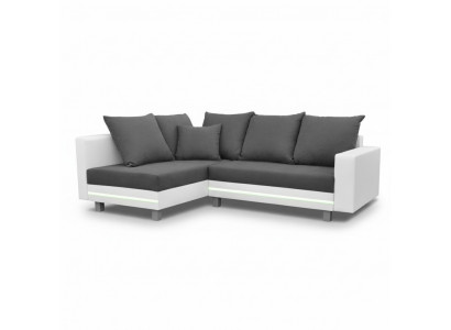 Design Ecksofa Sofa L-Form Schloffunktion Couch Sitz Eck Sofas Textil Polster LED