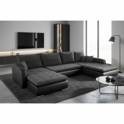Design Ecksofa Sofa Elena Bettfunktioun Canapé Polster Sëtz Eck Sofa XXL Neit