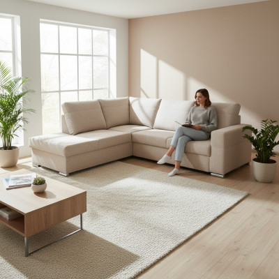 Design Ecksofa Sofa Bettfunktioun Couch Polster Sëtz Eck Sofas Wunnlandschaft Nei