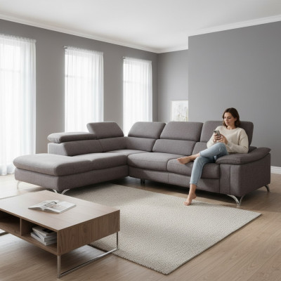 Design Ecksofa Sofa Bettfunktioun Couch Polster Sëtz Eck Sofas Couchen Nei Reno