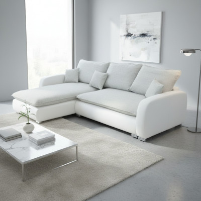 Design Eckcanapé Sofa Stoffe Schlofffunktioun Canapé Këssen Sëtz Eckcanapeën Schloffcanapé
