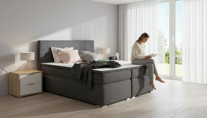 Liederbett, Polster, Bett, Boxspringbetten, Bettkëscht, Matratz, Topper
