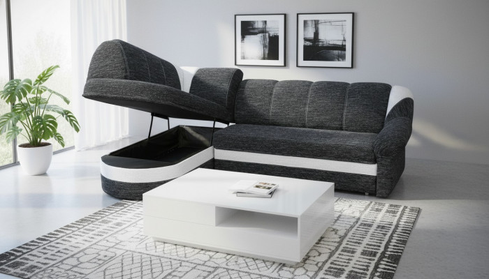 Funktiounsdëppen Schlofschëff Sofa Polstersofa Stot Ecksofa Textilsëtz