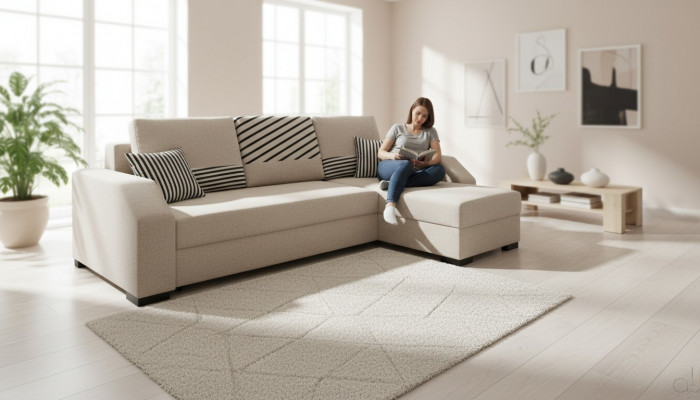 Schlofstut Sofa Polster Wunnzëmmer Ecksofa Funktiounscouch Textilsëtz