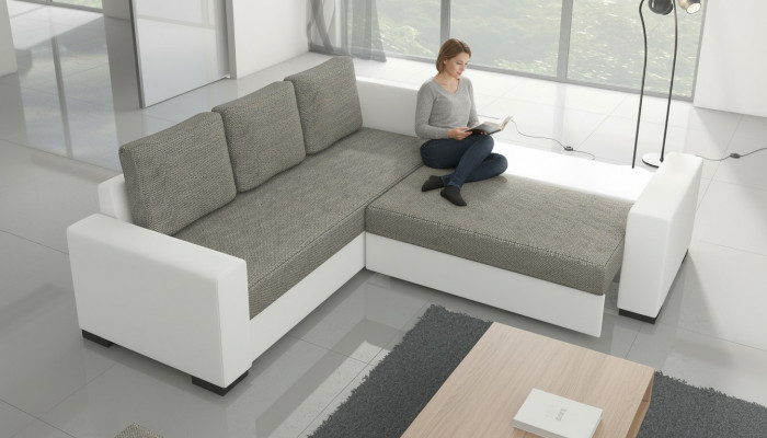 Design Schlafcouch Sofa Polster Miwwelstéck Wunnzëmmer Eckecksofa Sëtz Couch Stoff Garnitur