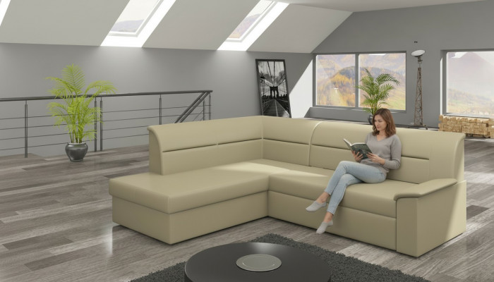 Design Ecke Sofa Elano L-Form Bettfunktion Canapé Lieder Textil Canapëen