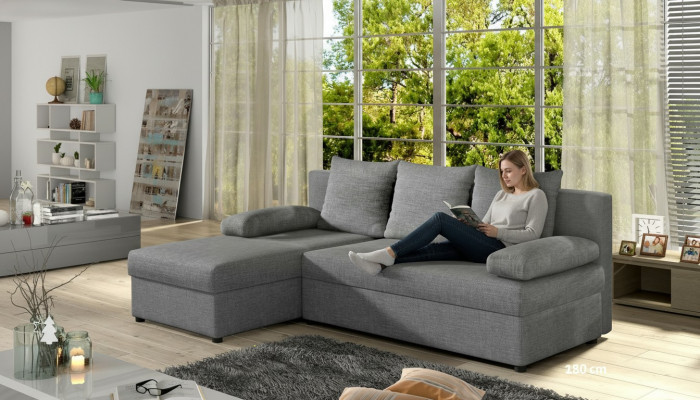 Modern Schlofsdivan Canapé Polster Sëtz Garnitur L Form Textilstoff Couch Lieder