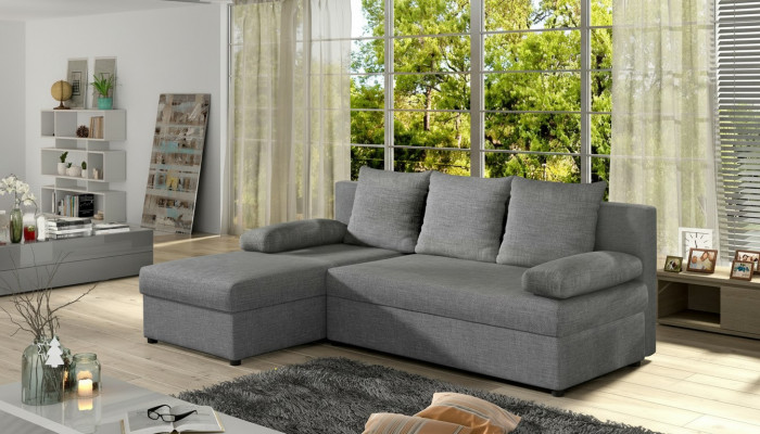 Modern Schlofsdivan Canapé Polster Sëtz Garnitur L Form Textilstoff Couch Lieder