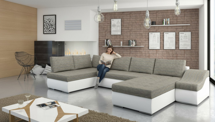 Modern Eckcouch Schlofcouch Bettfunktion Couch Polster Eckgarnitur Wunnlandschaft