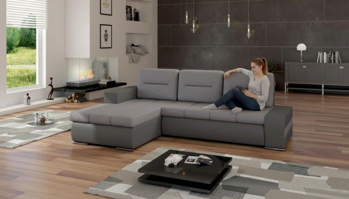 Design Ecksofa Ottavio mat Schloffunktion Couch Wohnlandschaft Sofa Schloffsofa