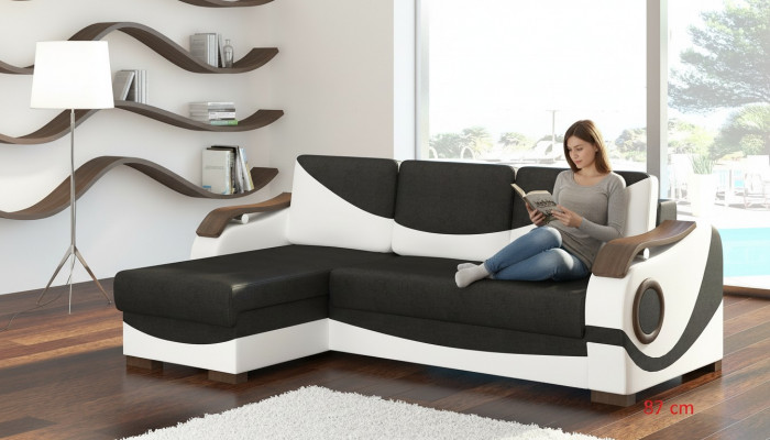 Design Ecksofa Perto Bettfunktioun Couch Polster Textil Sofae Couchen Schlof