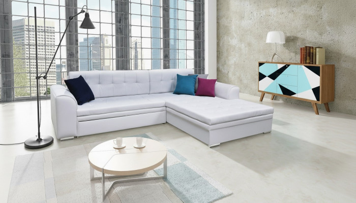 Design Ecksofa Bettfunktioun Couch Polster Sofae Textil Sofae Sofa