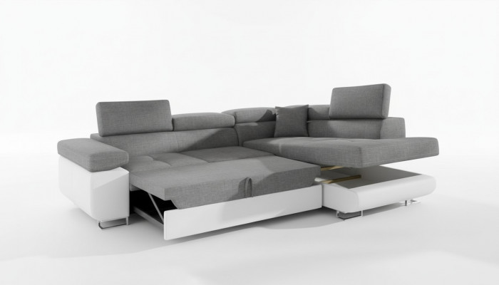 Klassesch Design Ecksofa Sofa Couche Bettfunktioun Canapé Polster Textil Sofae