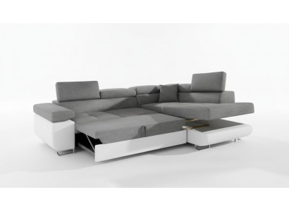 Klassesch Design Ecksofa Sofa Couche Bettfunktioun Canapé Polster Textil Sofae