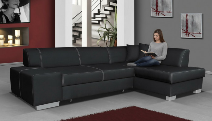 Design Ecksofa Schlofsofa Bettfunktioun Couch Sofaen Lieder Textil Polster Nei