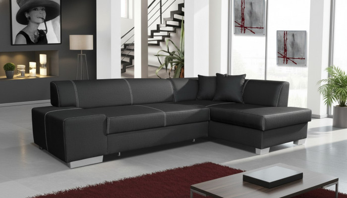 Design Ecksofa Schlofsofa Bettfunktioun Couch Sofaen Lieder Textil Polster Nei