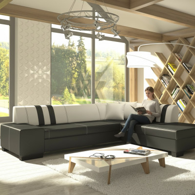 Design Ecksofa Schlofsofa Bettfunktioun Sofae Couch Lieder Textil Polster Neij