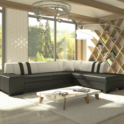 Design Ecksofa Schlofsofa Bettfunktioun Sofae Couch Lieder Textil Polster Neij