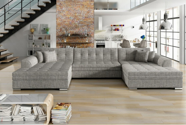 Design Ecksofa Schlofssofa Bettfunktioun Canapé Lieder Polster Textil Canapéën Nei 1070