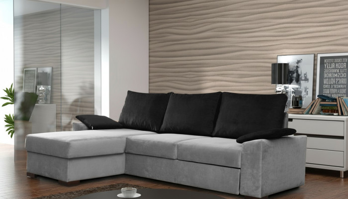 Design Ecksofa Schlofssofa Bettfunktioun Couch Lieder Polster Textil Sofen