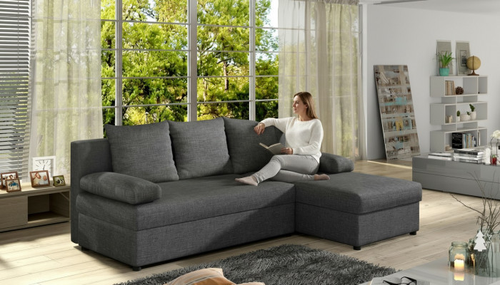 Modern Schlofcouch Couch Polster Eckschaaf Garnitur Schlaffunktion Textil Lieder