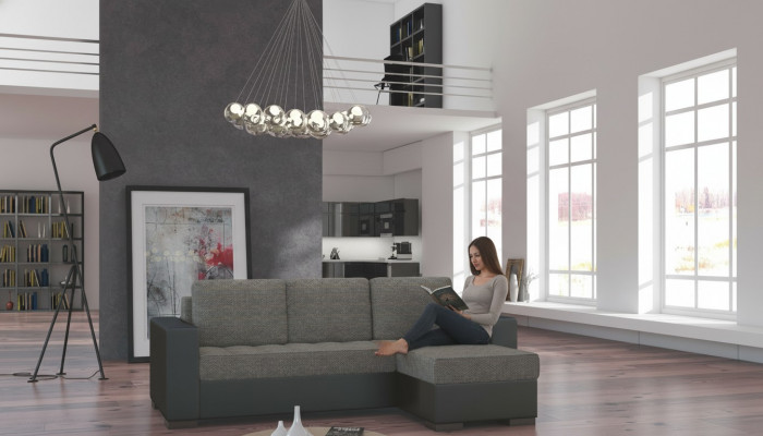 Design Eck-Couch Sofa Polster Sëtz Eck-Garnitur Schlofssofa Sofa Couchen Bett