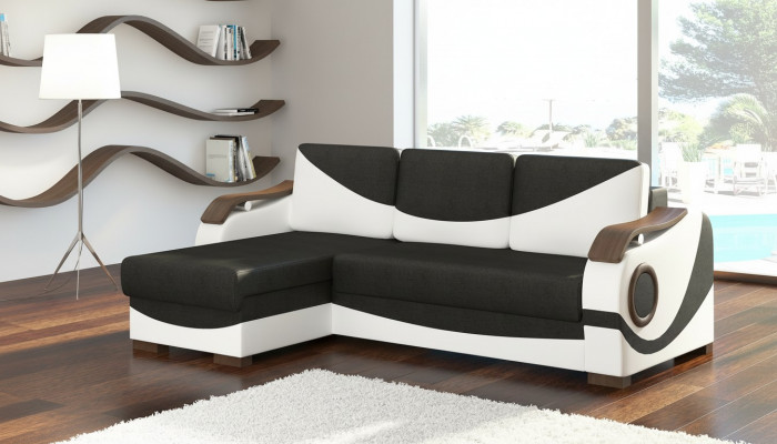 Bettfunktioun Funktiounsschlofsofa Ecksofa Textil Stoff Couch Polster Garnitur
