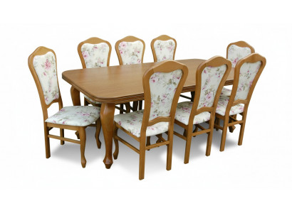 Klassesch Designer Iesszëmmer Garnitur Holz Dësch + 8 Still Still Garnitur