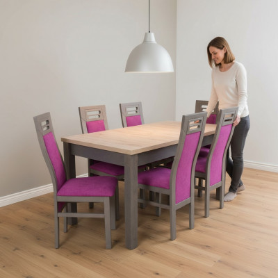 Modern Iesszëmmer Holz Dësch Stull Garnitur Komplett Set 7-Stéck Set