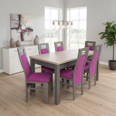 Modern Iesszëmmer Holz Dësch Stull Garnitur Komplett Set 7-Stéck Set