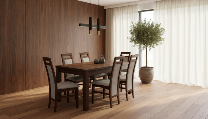 Dësch + 6 Still Design Iesszëmmer Garnitur Stull Set Iessgarnituren Dëscher