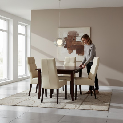 Dësch + 4 Still Set Ganzen Komplett Wunnzëmmer Iesszëmmer