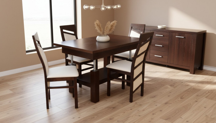 Designer Dësch + 4 Stühle Garnitur Komplett Dekor Wunnzëmmer Iesszëmmer