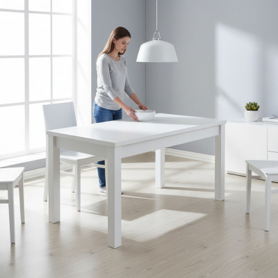 Iessdësch Dësch Iesszëmmer Wunnzëmmer Dëscher Holz Design Wäiss Konferenzdësch Nei