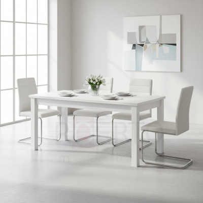 Iessdësch Dësch Iesszëmmer Wunnzëmmer Dëscher Holz Design Wäiss Konferenzdësch Nei