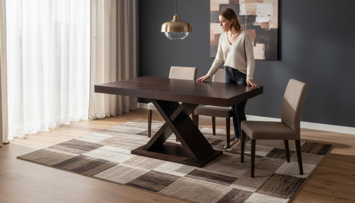 Auszéierbaren Design Holzdësch Dësch Iess Wunnzëmmer Holz Dekor Dëscher Massiv