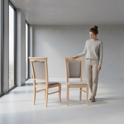 Luxus Design Polsterstull Stull Sëtz Leien Büro Iesszëmmer Massiv Holz