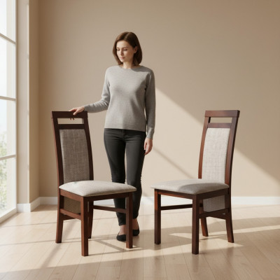 Luxus Design Gepolsterten Stull Stiller Sëtz Réck Massivholz Iesszëmmer Holz K75 NEI
