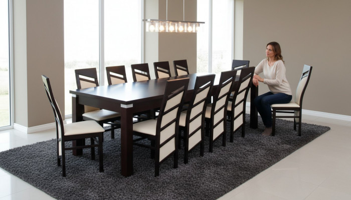 Design Iesszëmmer Garnitur Stull Set Dësch + 12 Stullen Iessgarnituren Dëscher Holz