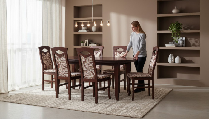 Designer Iessdësch Grupp + 6 Still Stol Dëscher Holz Dësch Büro