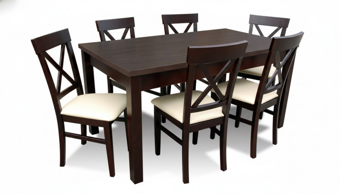 Designer Iessdësch Iesszëmmer + 6 Still Grupp Stull Dëscher Holz Dësch
