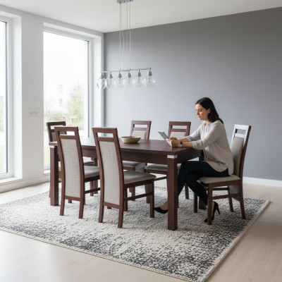 Design Iessgarnitur Iessdësch Garnitur Iesszëmmer Dësch Holz 6x Stullen Stull