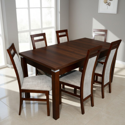 Design Iessgarnitur Iessdësch Garnitur Iesszëmmer Dësch Holz 6x Stullen Stull