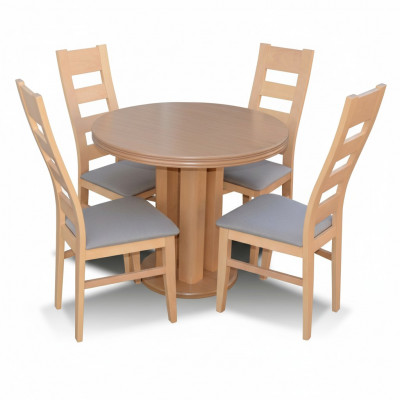 Klassesch Ronn Ronnen Dësch Holz Design Iesszëmmer Dëscher 4 Stull