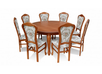 Klassesche Ronn Ronn Dësch Holz Design Iesszëmmer Dëscher + 8 Still