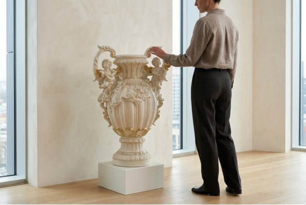 XXL Vase Dëscher Dekoratioun Deko Vasen Antik Stil Skulptur Figur Coupe Roum 71cm